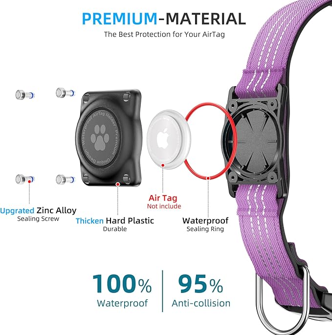 Upgraded AirTag Dog Collar, IP68 Waterproof Air Tag Dog Collar Holder, - Image 3