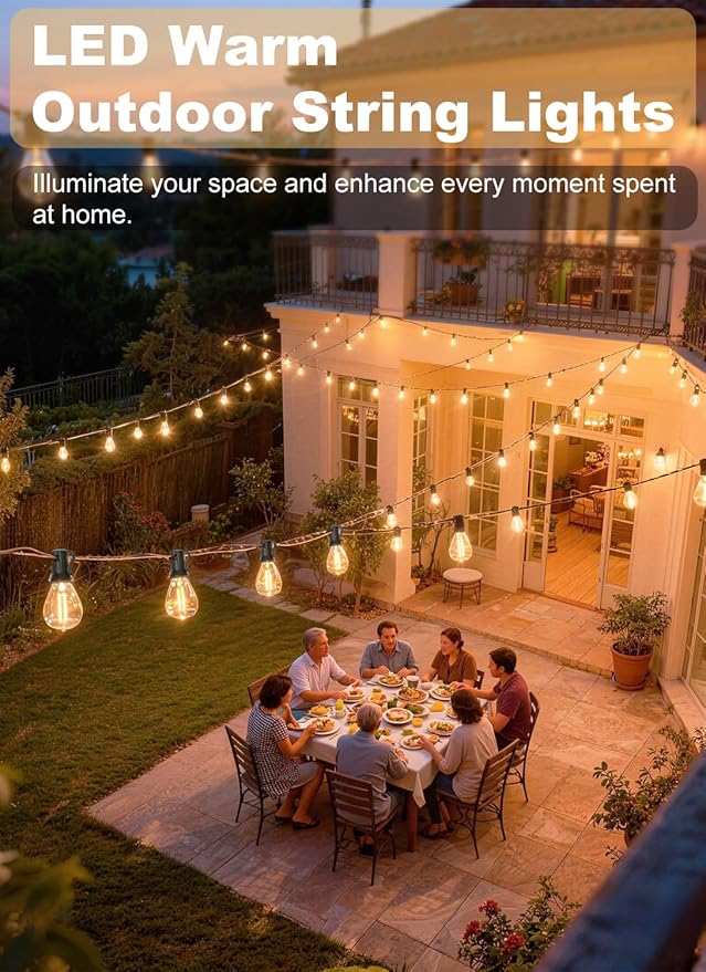 200FT Outdoor String Lights Waterproof, 76+2 Shatterproof S11 LED Bulbs - Image 9