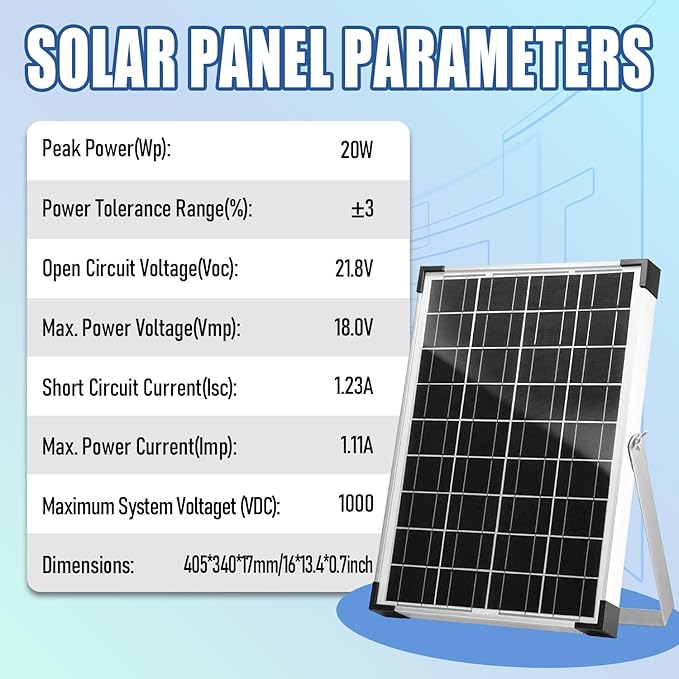 20W 12V/24V Solar Panel Kit, Monocrystalline Solar Battery Trickle Charger - Image 5