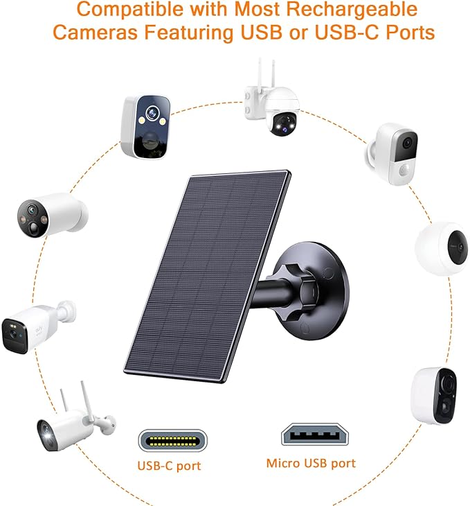 Zivif 2W Solar Panel for Security Cameras, Solar Charger - Image 2