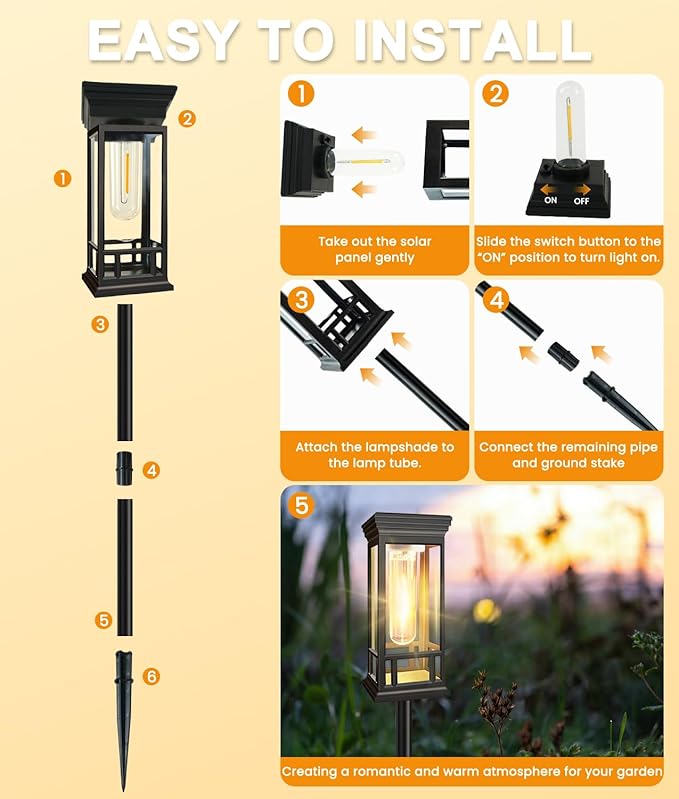 2 Pack Solar Pathway Lights Outdoor, Taller Bright Solar Path Lights Waterproof - Image 8
