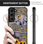 for Samsung Galaxy S23 Plus Case, Cute Little Elephant Sunflower White Line Art - Image 6