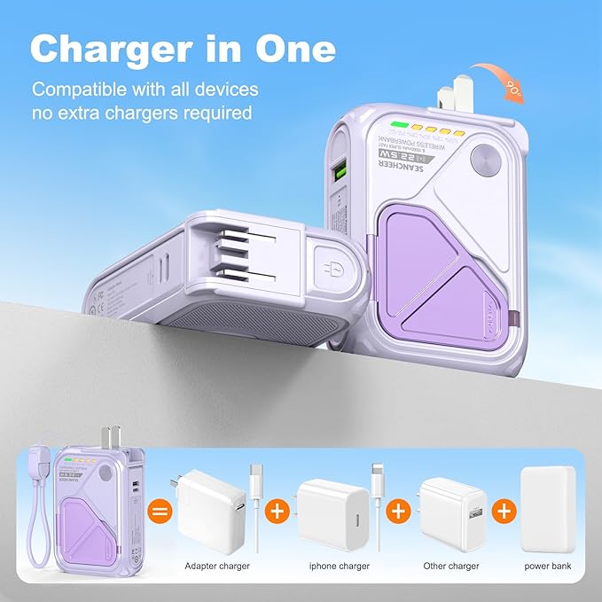 SEANCHEER P05 Portable Charger, Magnetic Power Bank, Small PowerBank, Battery - Image 2