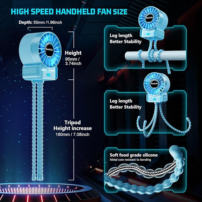 2 Pack Multifunctional Portable Stroller Fan 4 Speed 6600rpm High Speed Usb - Image 5