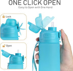 TakeToday Collapsible Water Bottles 21oz, Foldable Platinum Silicone Travel - Image 9