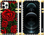 Compatible with iPhone 12 Pro Max Case, Vector Red Rose Green Leaf Luxury - Image 2