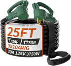 PlugSaf 25 FT 30 Amp RV Extension Cord Outdoor, Flexible Heavy Duty 10/3 Gauge by PlugSaf