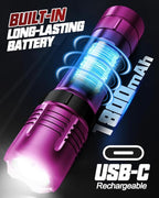 Victoper Pink Rechargeabe Flashlight 2 Pack, High Lumens 5 Modes LED Bright - Image 6