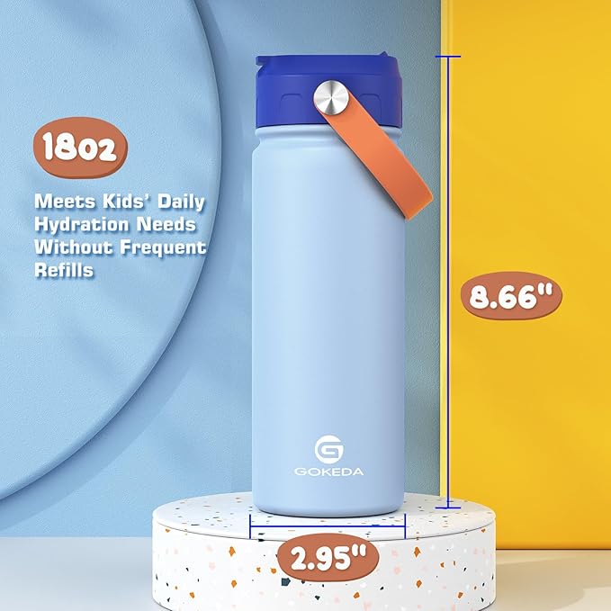 18oz Kids Water Bottle, 2 Pack Insulated Bottles - Image 7