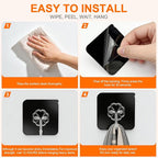 DDMY Heavy Duty Adhesive Hooks for Hanging 50lb Black Wall Hooks - Image 7