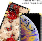 Compatible with iPhone XR Case, Shining Red Rose Butterfly Leather Background - Image 4