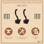 Mystic Colonial Medieval Wall Hooks Hand-Forged Black Coated | Rustic - Image 4
