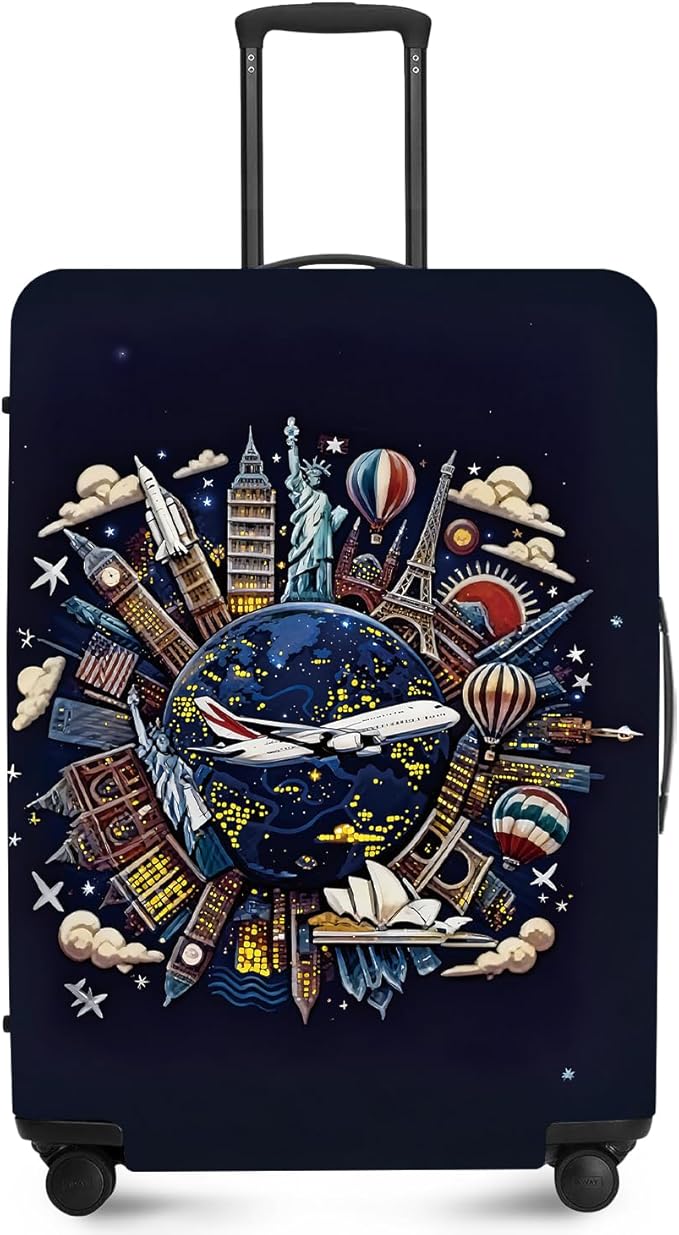 ANNA QUEEN Travel Globe Airplane Luggage Cover -Stretchable Airplane Suitcase by ANNAQUEEN