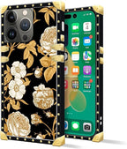 Compatible with iPhone 14 Pro Case, Blooming Rose Golden Flower Luxury Golden - Image 2