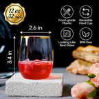 FOCUSLINE 32 Pack 12 OZ Plastic Wine Glasses, Stemless Disposable Wine Cups - Image 2