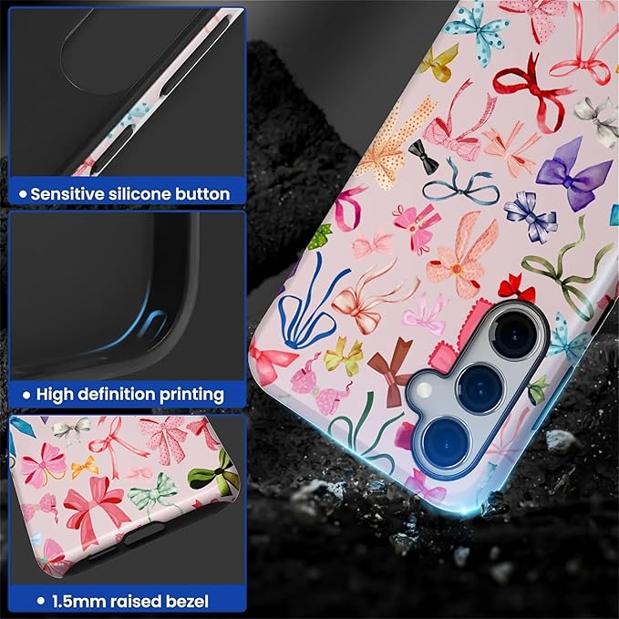 for Samsung Galaxy S24 FE Case, HL2 Aesthetic Color Bow Tie Hybrid 2 Layer Hard - Image 3