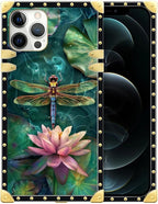 Compatible with iPhone 12 Pro Max Case, Colourful Dragonfly Pink Lily Pads by Unknown