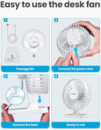 Gaiatop USB Desk Fan, Small But Powerful, Personal Portable Quiet 3 Speeds - Image 4