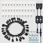 96FT Solar Outdoor String Lights, 30 Shatterproof Edison Bulbs, Dimmable Color - Image 7