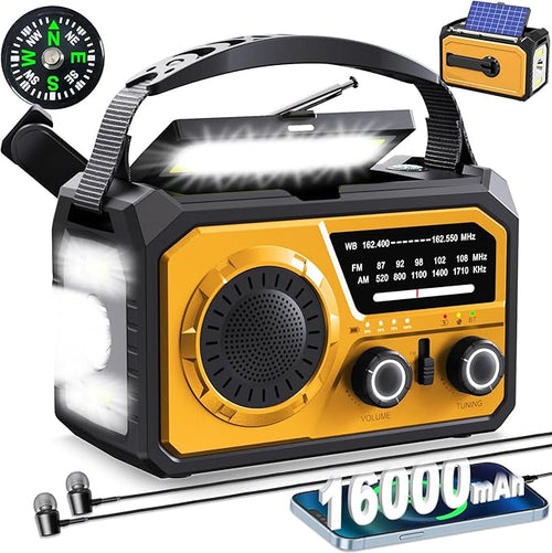 16000mAh Hand Crank Emergency Weather Radio by ZZMICHP