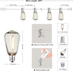 DAMAING Outdoor String Lights 50FT Waterproof, LED Patio Lights Dimmable - Image 7