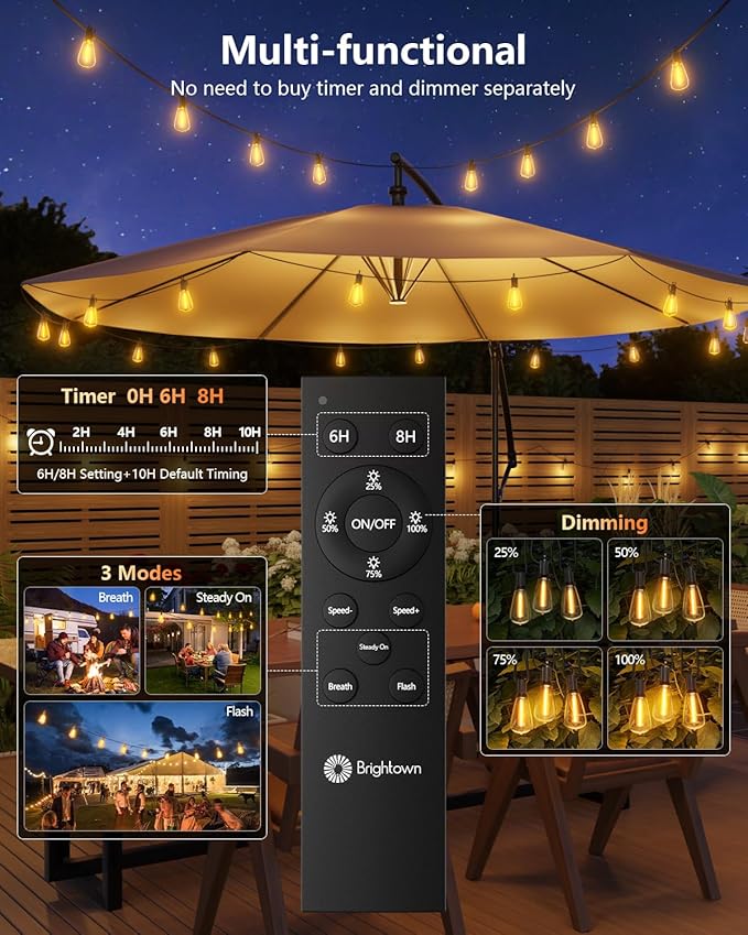 Brightown 76FT Solar String Lights Outdoor Waterproof - Image 5