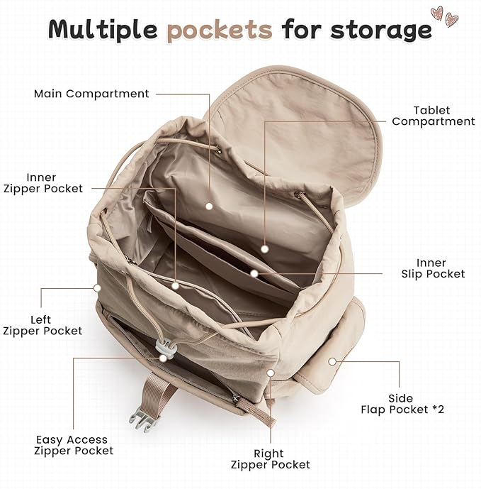G4Free Small Backpack for Women, Nylon Casual Daypack for Work Travel Campus - Image 7