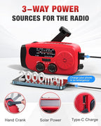 Emgykit 086S Hand Crank Emergency Radio - 2000mAh/7400mWh AM/FM/NOAA Solar Hand - Image 6