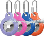 AirTag Holder with 304 Carabiner, 4 Pack IPX8 Waterproof Shockproof PC Hard Case by HOME