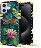 Compatible with iPhone 16 Case, Colourful Dragonfly Pink Lily Pads Luxury - Image 2