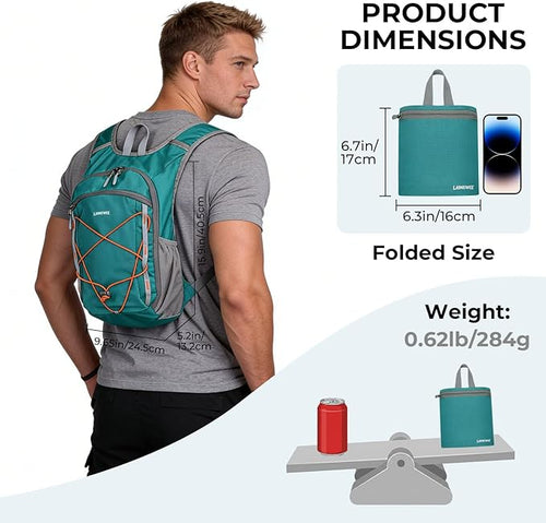 13L Small Hiking Backpack for Women Men, Lightweight Foldable Day pack - Image 2