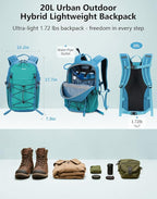ECOHUB Small Hiking Backpack for Men Women, 20L Lightweight Travel Backpacks - Image 2