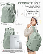 SEAFEW Green Backpack for Girls Women Waterproof High School Book Bag Cute - Image 3