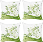 Ambesonne Vines Throw Pillow Cushion Case Pack of 4, Butterflies Leaves Flowers by Ambesonne