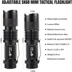 ULTRAFIRE 3 Pack Mini Flashlights Focus Adjustable SK68 Single Mode Tactical - Image 7
