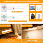 51-LED Motion Sensor Under Cabinet Lighting, 12-inch Magnetic Rechargeable - Image 3
