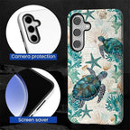 for Samsung Galaxy S24 Plus Case, HL2 Ocean Sea Turtle Nautical Map Hybrid 2 - Image 4