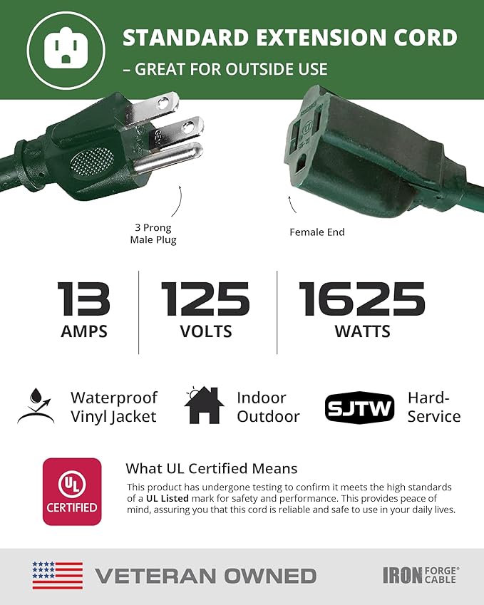 Iron Forge Cable 2 Pack Weatherproof 10 Ft Outdoor Extension Cord - Image 3