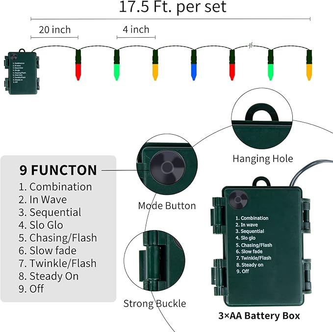 Brightown Christmas Lights 4 Pack 50 LEDs Battery Powered String Lights - Image 5