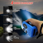 2000mAh Weather Emergency Radio, Portable Solar AM/FM/NOAA Hand Crank Radio - Image 4