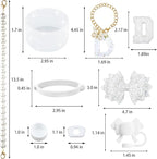 9PCS White for Stanley Cup Accessories Set Bling Initials Bow Charms for - Image 3