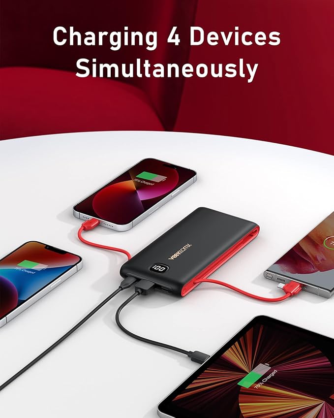 VEEKTOMX Portable Charger with Built in Cables 10000mAh, Power Bank - Image 5