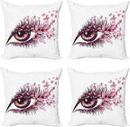 Ambesonne Butterflies Throw Pillow Cushion Case Pack of 4, Female Eye Eyelashes by Ambesonne