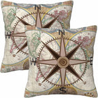 Nautical Compass Throw Pillow Covers 18x18 Historical World Map Earth by Unknown