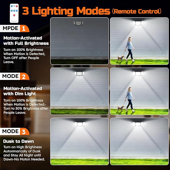 CLAONER LED Security Lights Motion Sensor Outdoor, 20W 3000LM Floodlight 6500K - Image 4