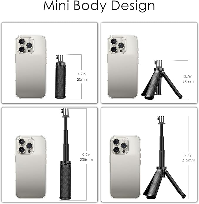 Mini Selfie Stick Tripod for GoPro Hero 13 12 11 10 9 8, Portable Handle Grip - Image 4