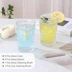 ZMOWIPDL Vintage Glassware Drinking Glasses Set of 6, 13 oz Clear Textured - Image 5