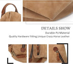 KL928 PU Leather Vintage Backpack – Large Casual Daypack Outdoor Travel - Image 3