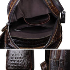 Hebetag Crocodile Genuine Leather Sling Bag Crossbody Backpack - Image 6
