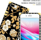 Compatible with iPhone 8 7 SE Case, Blooming Rose Golden Flower Luxury Golden - Image 4
